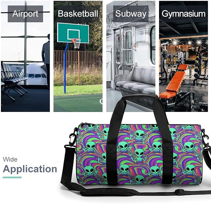 Weekender Carry on Beach Yoga Overnight Luggage Bag Gym Sports Travel Workout Bag Overnight Bags (Cool Alien Tie Dye)