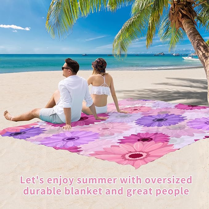 BYDOLL Beach Blanket Waterproof Sandproof 78''×110'' Suits1-7 Adults Compact Lightweight Oversized Sand-Free Blanket Large Picnic Mat for Beach Travel Camping Hiking
