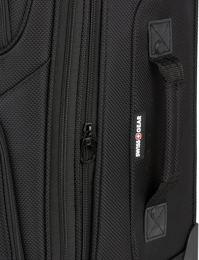 SWISSGEAR Sion Softside Expandable Spinner Luggage Durable Lightweight Travel Suitcase, Black, Checked-Large 29-Inch