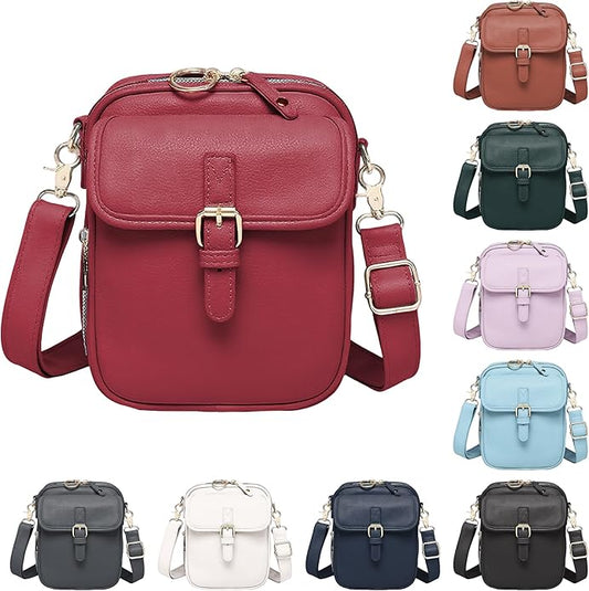 Leather Crossbody Bags for Women Travel Small Crossbody Purse Anti Theft Waterproof Bum Bag with Built in Wallet