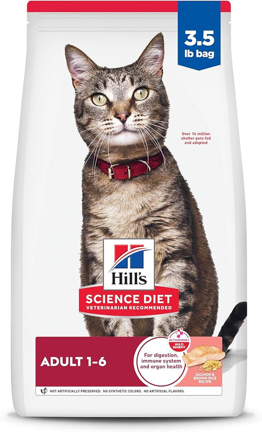 Hill's Science Diet Adult 1-6 Dry Cat Food, Salmon & Brown Rice, 3.5 lb. Bag