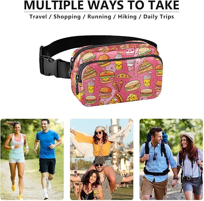 Kawaii Hamburger Ice Cream Fanny Pack for Women Men Water Resistant Fashion Waist Packs with Adjustable Strap Belt Bag for Travel Workout Jogging Hiking 21220316