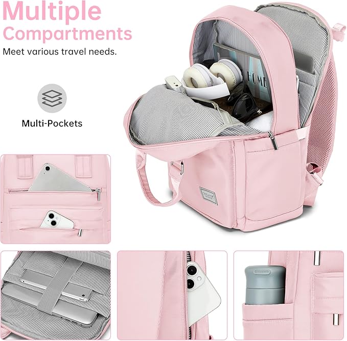 Luggage Sets 5 Piece, Large Suitcase Set with Spinner Wheels, Carry on Luggage Set with Backpack for women (3 piece set,Pink)