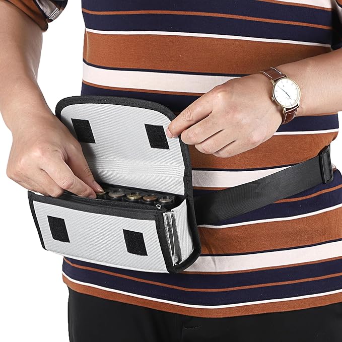 BSTKEY US Coin Holder Coin Dispenser, Fanny Pack with Banknote Waiters Purse Coin Sorter Coin Organizer, Coin Storage Bag with Belt for Waitress Server Collector Cashier Change （Gray）