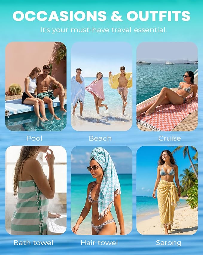 Checkered Plaid Turkish Beach Towel Bath Towels Quick Dry Soft Absorbent Men Birthday Gift for Dad Father Papa Husband Brother Uncle Stepfather Boyfriend Bf Father Law Godfather Boss Grandpa Friend