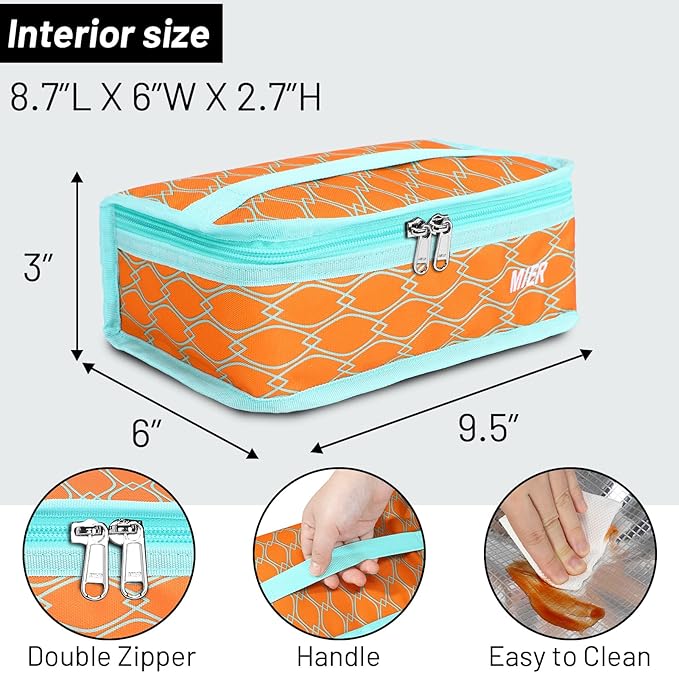 MIER Small Lunch Bag for Kids & Adults Compact Insulated Lunch Box Portable Thermal Mini Cooler for Work School Travel (Orange