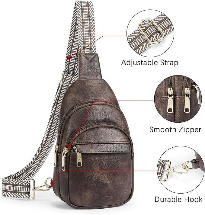 BOSTANTEN Small Sling Bag for Women Leather Crossbody Bags Fanny Pack Chest Bag for Travel