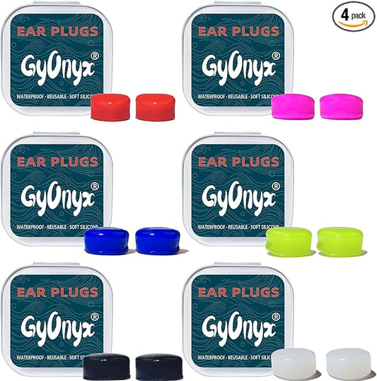 6 Pair Moldable Silicone Ear Plugs, Soft Waterproof Noise Reduction Earplugs for Sleeping, Swimming, Travel & Concerts (6 Colors, Storage Cases)
