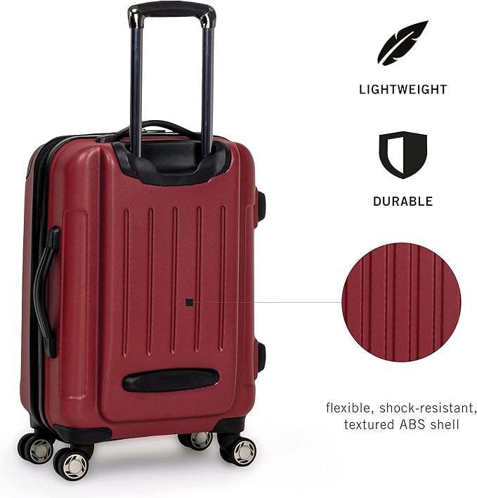 Kenneth Cole REACTION Renegade Luggage Expandable 8-Wheel Spinner Lightweight Hardside Suitcase, Scarlet Red, 20-Inch Carry On