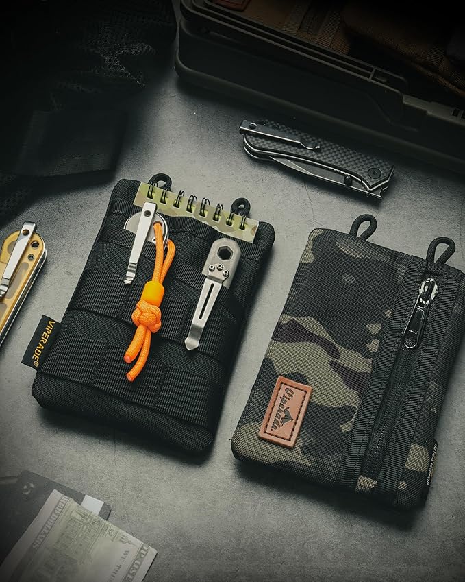 VIPERADE VE3 Tool Pouch Pocket Organizer, Nylon Tool Belt Loop Pouch with 4 Pockets Tool Storage EDC Pouch for Flashlight/Pocket Knife, Tactical Pen, Notebook (Tan)