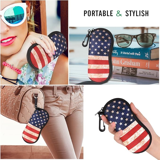 MoKo Sunglasses Soft Case Ultra Light Neoprene Zipper Eyeglass Case for Men Women