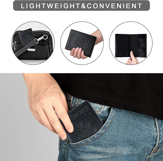 2 Pcs Passport holders，Ultra Slim passport wallet，PU Leather Passport Cover Case for Women and Men