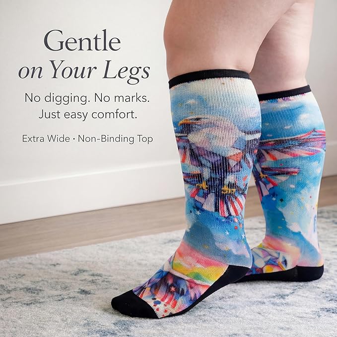Extra Wide Diabetic Socks for Swollen Feet Men Women Non Binding Soft Stretch Colorful Design
