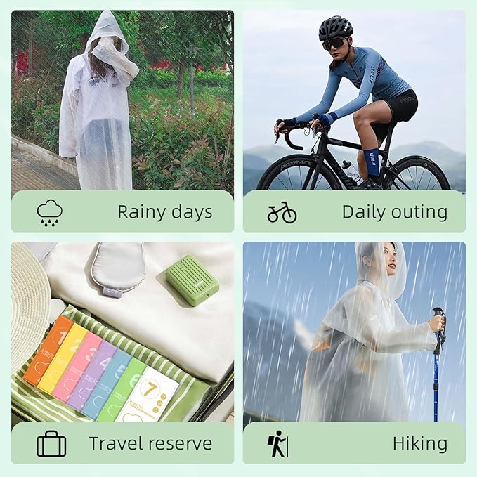 Disposable Rain Ponchos for Adults - Emergency Rain Ponchos，Lightweight for Travel