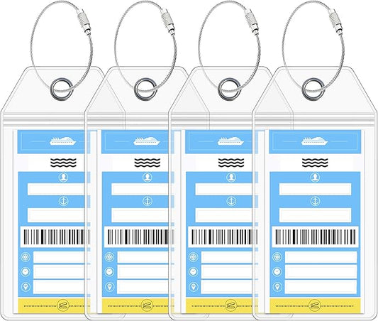 Cruise On NCL Cruise Luggage Tag Holder (4 Pack) – Fits Printed Norwegian Ship Tags – 2026 & 2027 Cruise Essentials – Clear, Durable & Waterproof Luggage Tags for Smooth Sailing