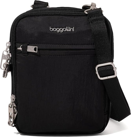 Baggallini Securtex® Anti-theft Mini Everything Crossbody Bag, 6.3"x8.25" Rfid, Locking Zippers & Cut-resistant Strap