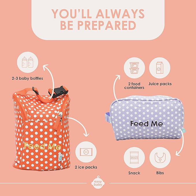 Easy Baby - Diaper, Bottle, and Supplies - Organizer Pouches - Change, Feed, and Dress Me (4 Pack Laguna) | Organizing Packing Tote Cubes for Baby Items | Good for Travel and Keeping Organized