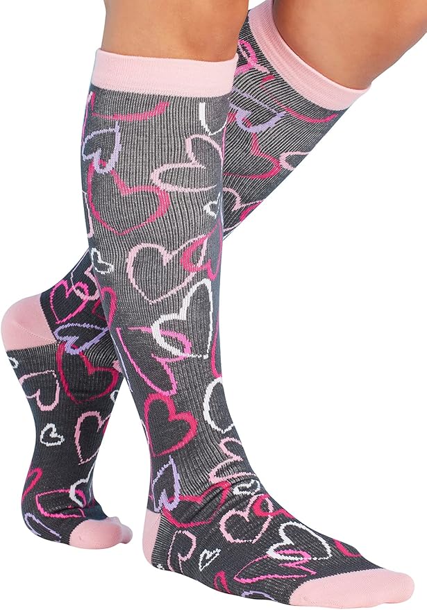 Cherokee Women's 10-15mmHg Compression Socks – Fun Print Knee Highs with Light Support, Soft Feel - PRINTSUPPORT