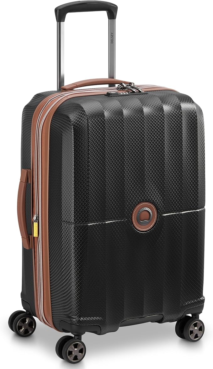 DELSEY PARIS Carrousel Hardside Expandable Luggage with Spinner Wheels, Black, Carry-on 21 Inch