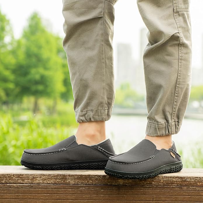 LongBay Men's Moccasin Slippers Comfy Warm Memory Foam House Shoes Winter for Indoor Outdoor