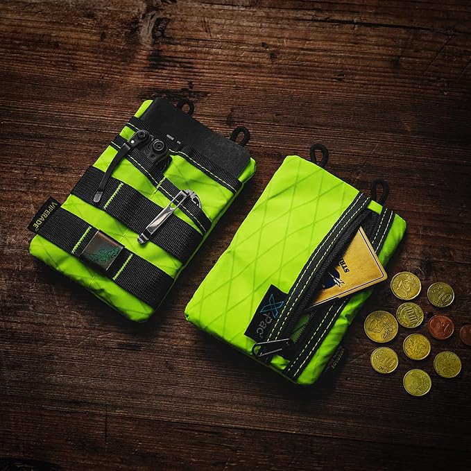 VIPERADE VE3 Tool Pouch Pocket Organizer, Nylon Tool Belt Loop Pouch with 4 Pockets Tool Storage EDC Pouch for Flashlight/Pocket Knife, Tactical Pen, Notebook (X-PAC-Hot Lime)