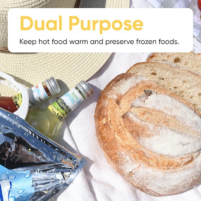 Superio Hot and Cold Insulated Bags for Food Delivery, Grocery Shopping Bags, Food Storage for Hot and Frozen Food for Travel, Disposable Cooler Bag, Reinforced Thermal Lunch Bag (1, 16"x5.5"x19")
