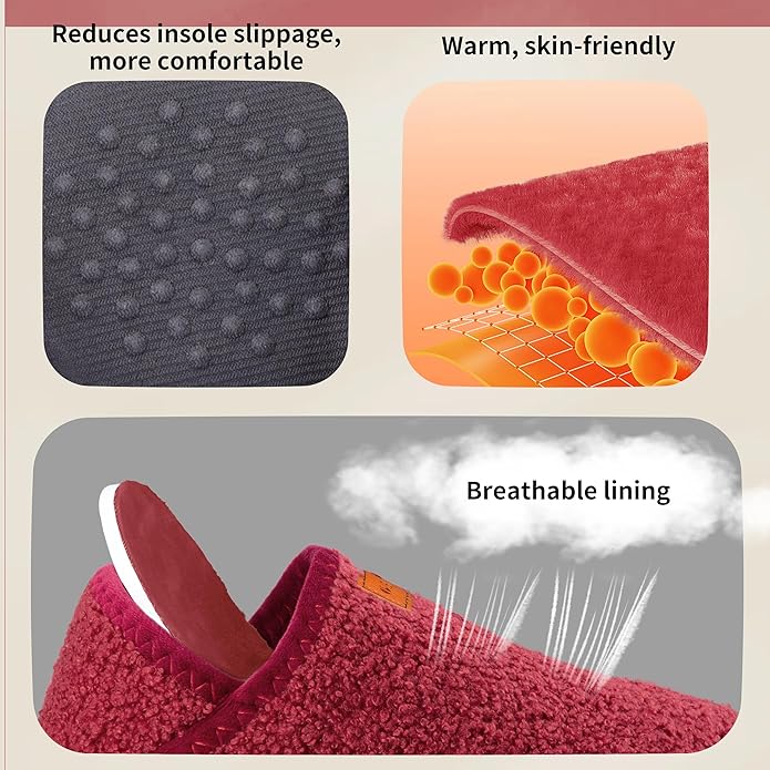 Women's Men's Fuzzy Fur Slippers Casual House Shoes Non Slip Barefoot Slipper Socks Warm Closed Back Indoor Outdoor Shoes