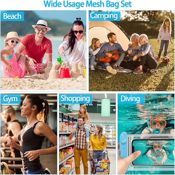 Mesh Beach Bag [Family Set] Extra Large Beach Tote Bag with Zipper Foldable Beach Toy Bag For Sand Toys & Women Vacation Essentials