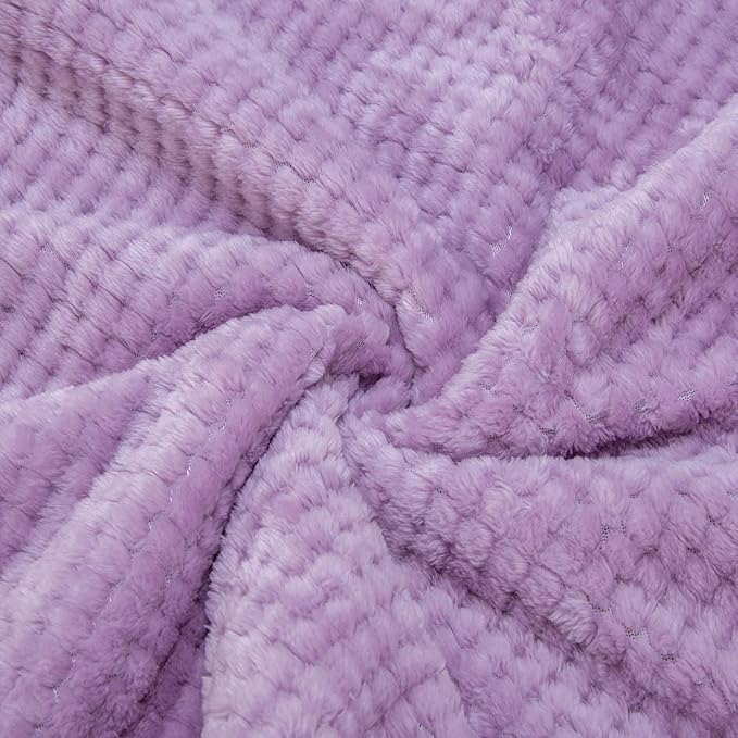 Fuzzy Throw Blanket, Plush Fleece Blankets for Adults, Toddler, Boys and Girls, Warm Soft Blankets and Throws for Bed, Couch, Sofa, Travel and Outdoor, Camping (40”×60”, Lavender)