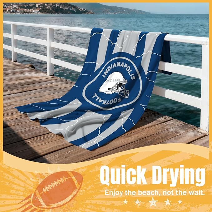 Football Fan Thin Lightweight Microfiber Beach Towel Indianapolis Themed Oversized Towels Men Women Apparel Colts Team Dad Bf Friend Xmas Christmas Father Day Cool Funny Gifts