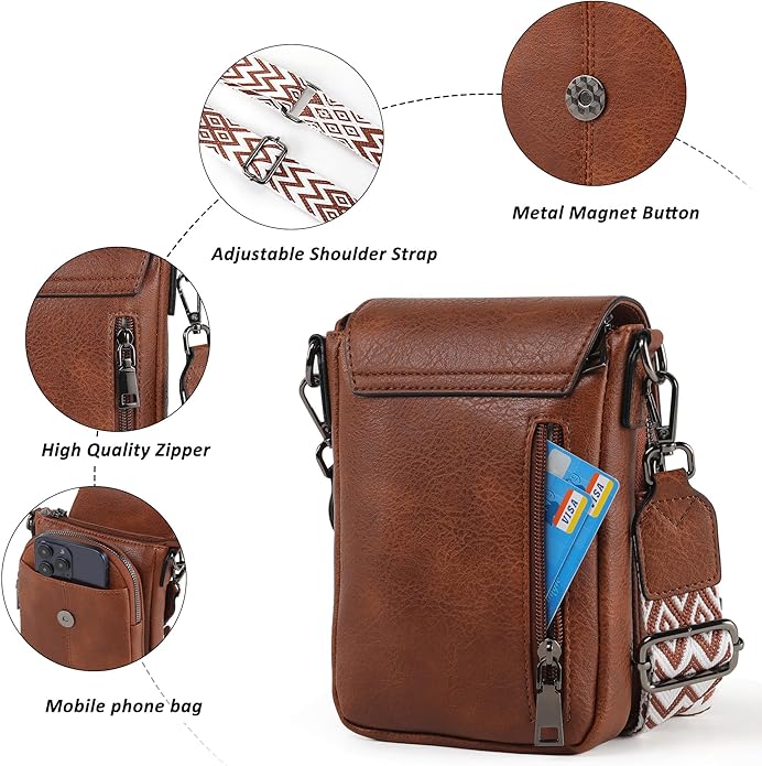 TANTOMI Small Crossbody Bags for Women, Small Purses with Card Slots Phone Purse Wide Adjustable Strap