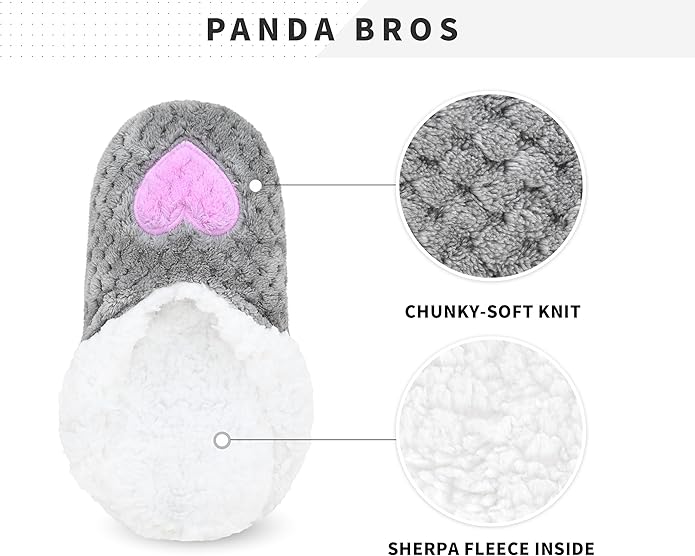 Panda Bros Slipper Socks for Women Grippers, Fuzzy Cozy Fleece Slipper Socks, Soft, Warm House Slippers