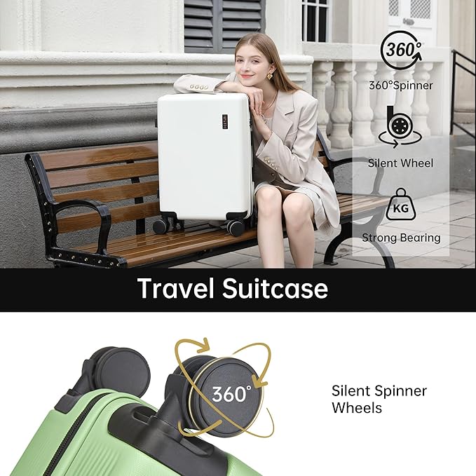 Carry on Luggage 22x14x9 Airline Approved, 20 Inch Carry-on Suitcase, Hard Shell Luggage with Spinner Wheels, Hardside Small Rolling Suitcase with TSA Lock for Travel (Green, 20 Inch)