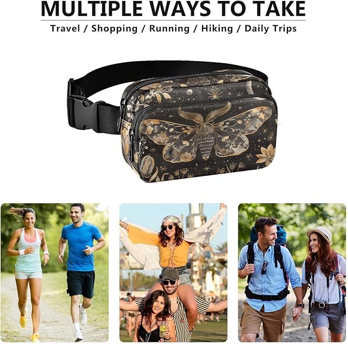 Butterfly Plant Fanny Pack for Women Men Water Resistant Fashion Waist Packs with Adjustable Strap Belt Bag for Travel Workout Jogging Hiking 21220237