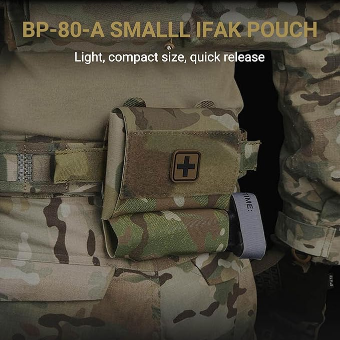 UniPro BP-80-A Small Quick First Aid Kit Pouch MC, 5.5"x3.9"x0.8", MOLLE Compatible, Lightweight & Portable IFAK Pouch for Emergency