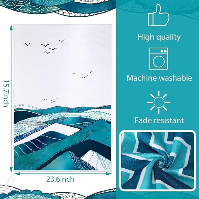 Bencailor 6 Pcs Teal Kitchen Towels Turquoise Dish Hand Towels Farmhouse Absorbent Tea Washcloth for Winter Spring Bathroom Kitchen Decor Gifts 24 x 16''