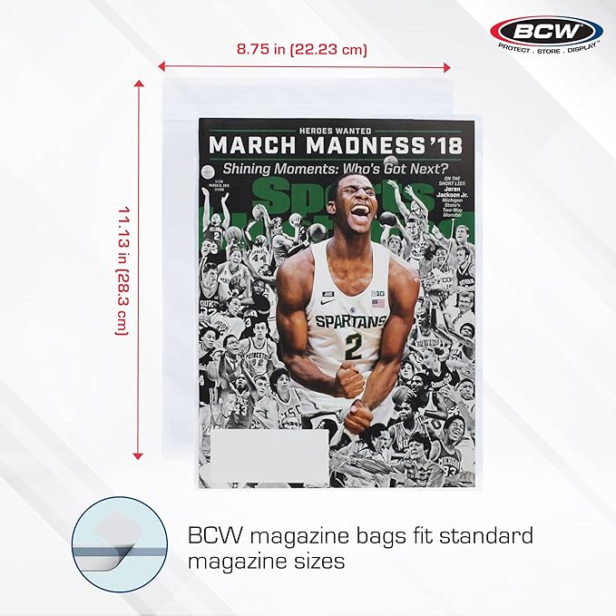 BCW Resealable Magazine Bag - 500 ct | Acid-Free, Clear Polypropylene Sleeves for Archival-Quality Storage of Collectible Magazines | Protect and Showcase Your Valuable Comic Book Collection