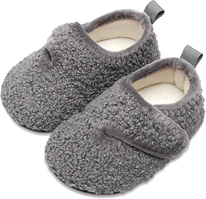 XIHALOOK Toddler Boys Girls House Slippers with Microfleece Lining Cozy Household Shoes Non-slip for Kids