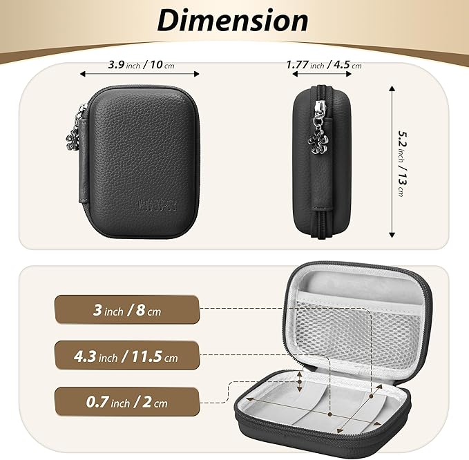 Digital Camera Case for CAMKORY, KODAK PIXPRO FZ45/FZ55, Canon IXUS 285 HS, Lecran, Small Travel Compact Camera Holder with Mesh Pocket for Accessories SD Card (Black)