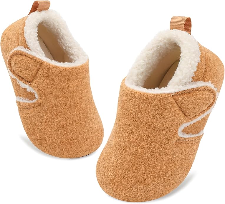 JOINFREE Toddler Slippers Boys Girls Adjustable House Shoes Barefoot Sock Shoes with Rubber Sole Baby Comfort Warm Indoor Outdoor Walking Shoe