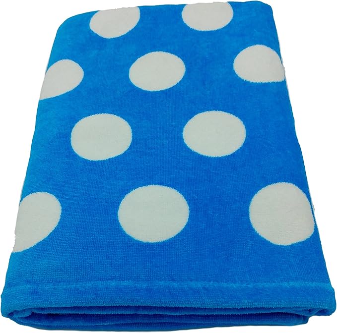 BY LORA Customized Polka Dot Cotton Terry Beach Cover Up, Aqua