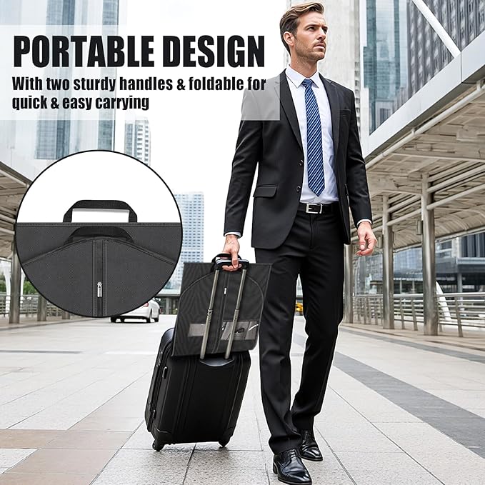 3 Pack 43" Garment Bags for Travel, 4" Gusseted Suit Bag for Men Closet Storage, Hanging Bags for Clothes Travel for Coats, Shirts,Dresses