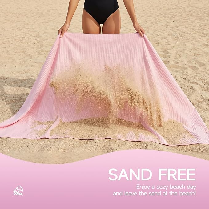 REDKISS 4 Pack Microfiber Beach Towels with Loop, 62x31 Inch Sand Free Quick Dry Camping Towels for Beach, Travel, Gym, Picnic-Multi Color