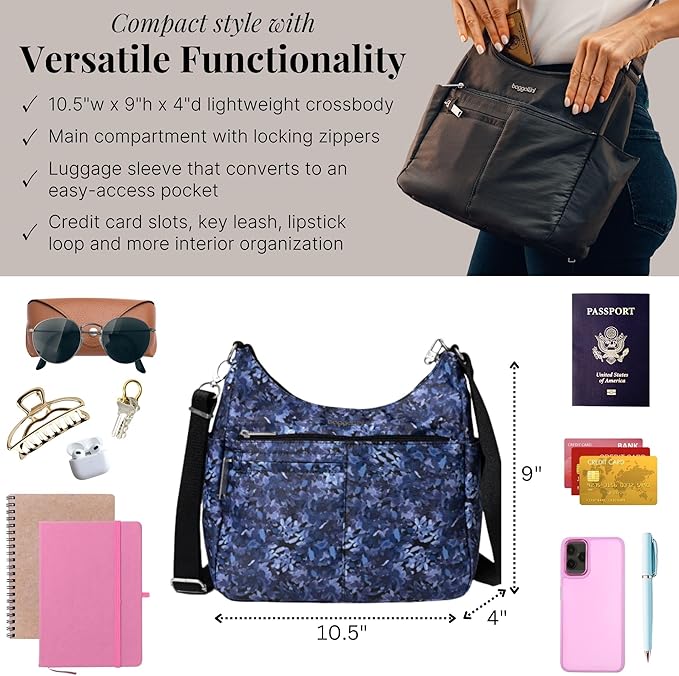 Baggallini Women's Securtex Anti-theft Free Time Crossbody Bag | Securtex, Anti-Theft