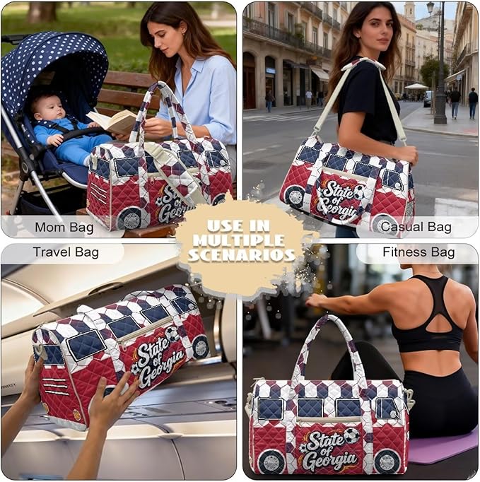 COEQINE Georgia Van Car Duffle Bag Men Large Travel Travel Bag Quilted Tote Bag For Woman Medium Overnight Luggage Bag with Trolley Sleeve
