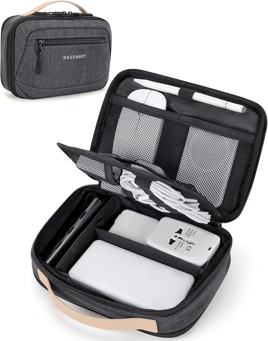BAGSMART Electronics Organizer Travel Case, Cord Organizer Travel Cable Bag for Tech Accessories (Black)