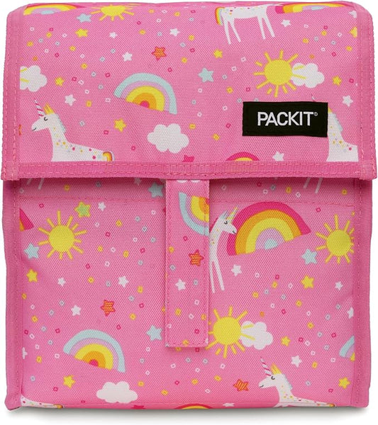 PackIt Freezable Lunch Bag, Unicorn Dream Pink, Built with EcoFreeze Technology, Foldable, Reusable, Zip and Fold Closure with Buckle Handle, Designed for Work Lunches and Fresh Lunch On the Go
