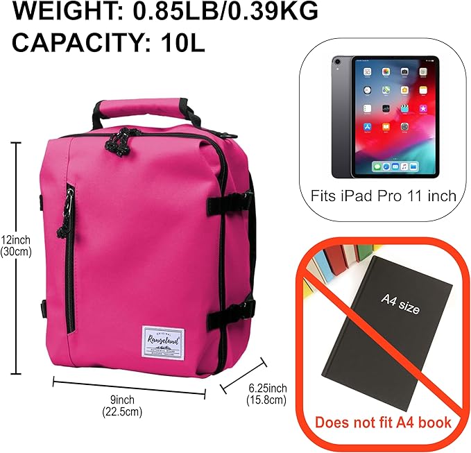 Kids Travel Backpack for Ages 3-6 | Lightweight Suitcase Style Carry-On | 10L Weekender with Tablet Sleeve & Chest Strap | Raspberry