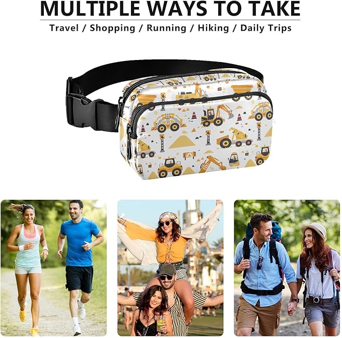Funny Trucks Excavator Fanny Pack for Women Men Water Resistant Fashion Waist Packs with Adjustable Strap Belt Bag for Travel Workout Jogging Hiking 21219375