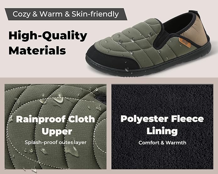 Mens Slip On Slippers Coolmax® Two Tone Comfy Slipper Memory Foam Slippers Indoor Outdoor Men's House Shoes Loafers Camping Slipper Two Styles | Moisture-wicking | Breathable